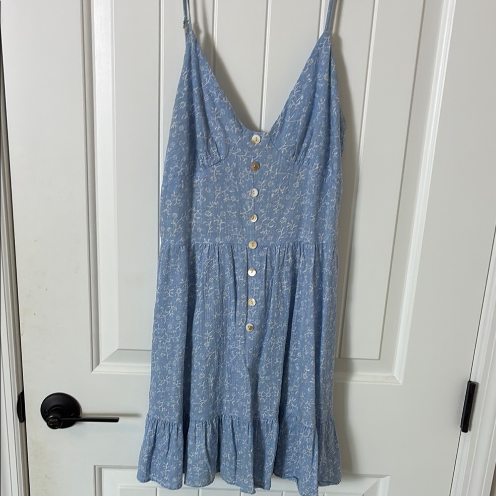Blue Floral Button-Down Dress